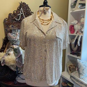 I.N.C NWT 3X  Silver Sequin Top fits like 2x / 3x